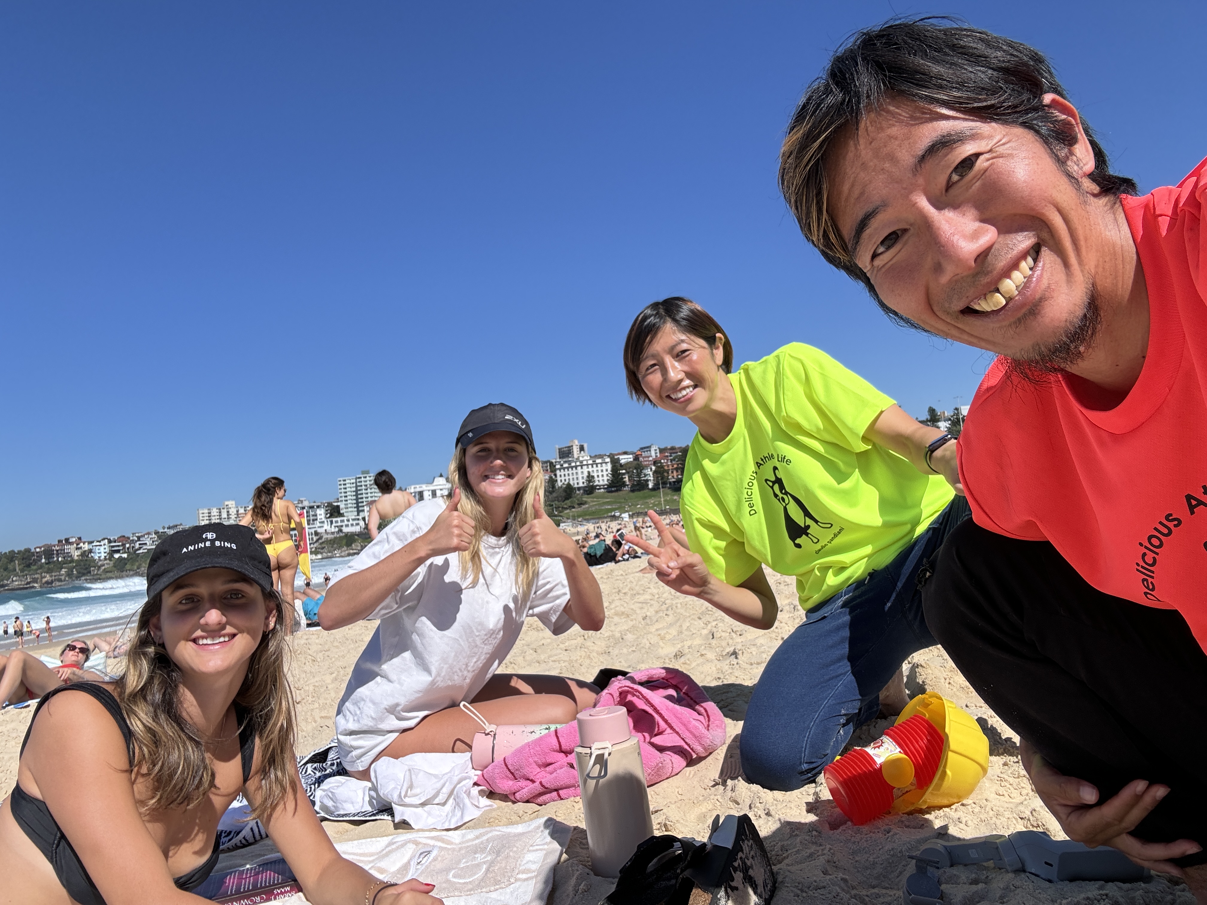 Takao with family at the beach